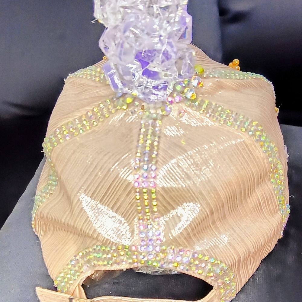 Elegant Beige Crystal-Embellished Women's Bag